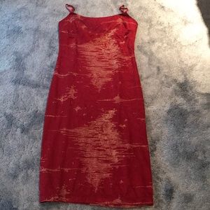 NWOT BCBG burgundy & gold polyester blend dress L
